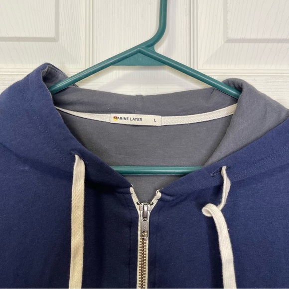 Marine Layer Women's True Navy Lined Hoodie Sz L - Picture 2 of 9